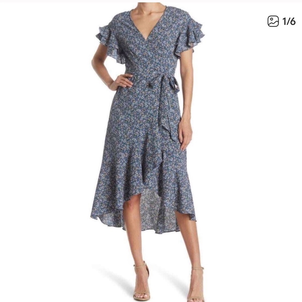 Max Studio Blue and Pink Floral Dress